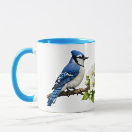 Blauhäher mit weißen Blüten Tasse