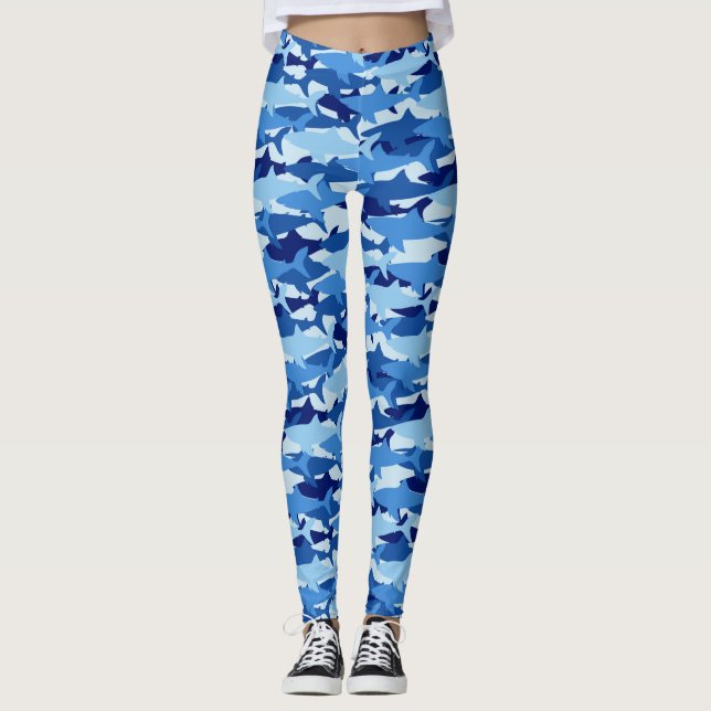 Blauhaie-Muster Leggings (Vorderseite)