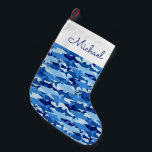 Blauhaie-Muster| Name hinzufügen Kleiner Weihnachtsstrumpf<br><div class="desc">Blauhai| © und ® Bigstock® - Alle Rechte vorbehalten.</div>