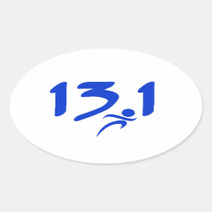 BlauHalbmarathon 13,1 Ovaler Aufkleber