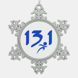 BlauHalbmarathon 13,1 Schneeflocken Zinn-Ornament