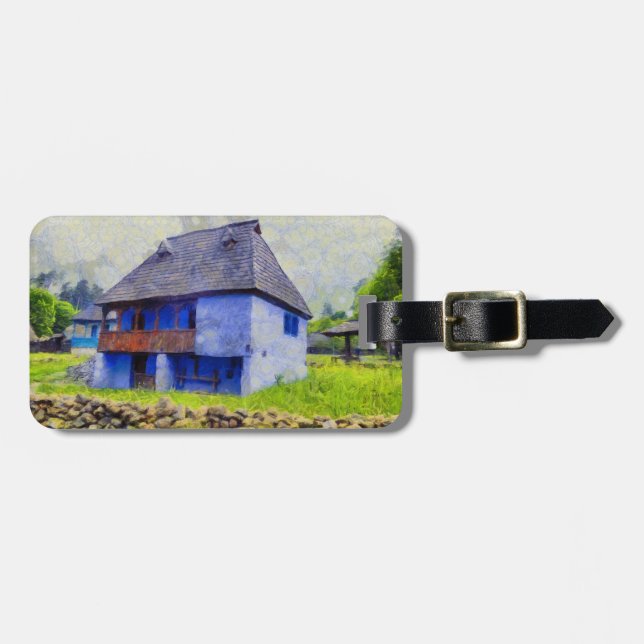 Blauhausmalerei Gepäckanhänger (Vorderseite horizontal)