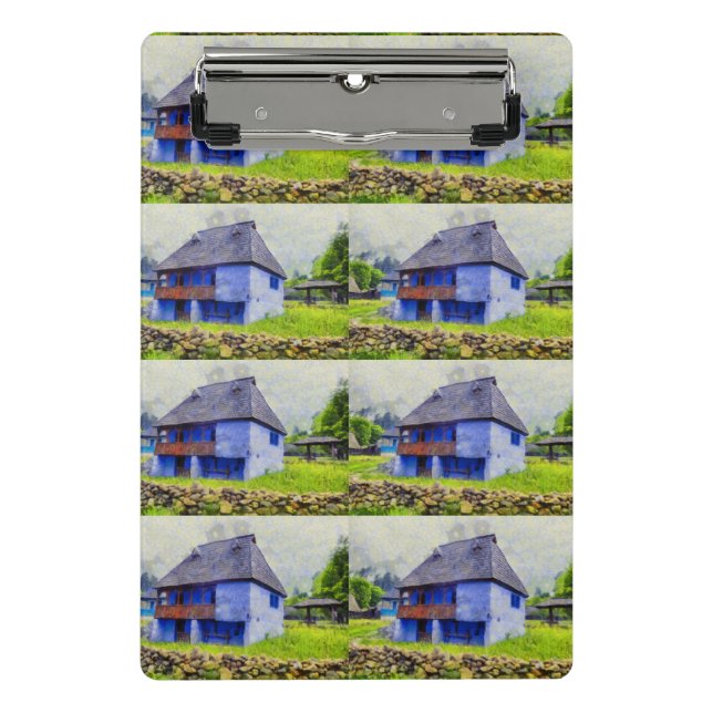 Blauhausmalerei Mini Klemmbrett (Vorderseite)