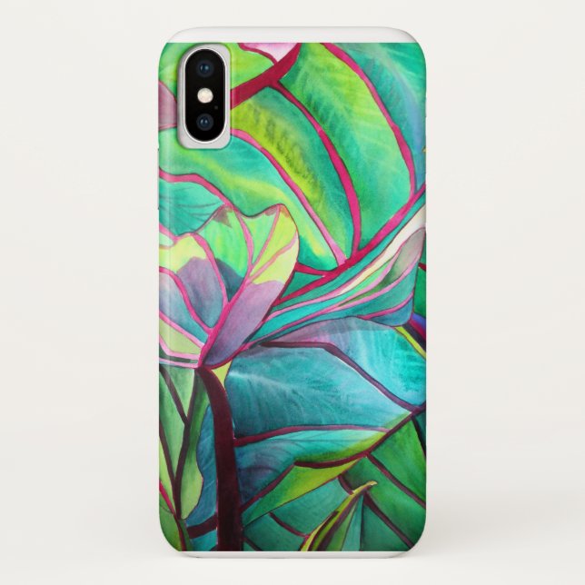 Blauhawaii Tropische Blattfolienkunst Case-Mate iPhone Hülle (Rückseite)