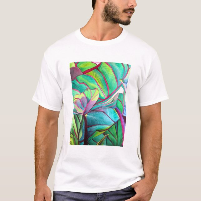 Blauhawaii Tropische Blattfolienkunst T-Shirt (Vorderseite)