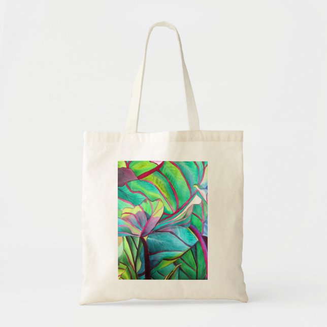Blauhawaii Tropische Blattfolienkunst Tragetasche (Vorne)
