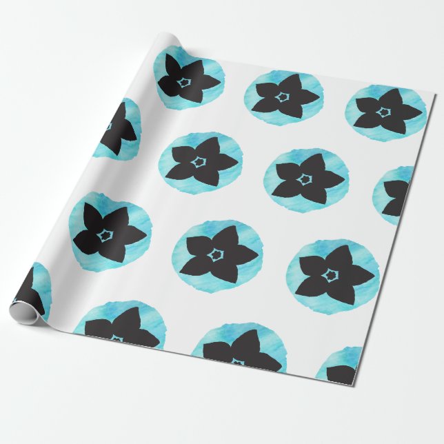 Blauhawaiianische Blume Geschenkpapier (Ungerollt)