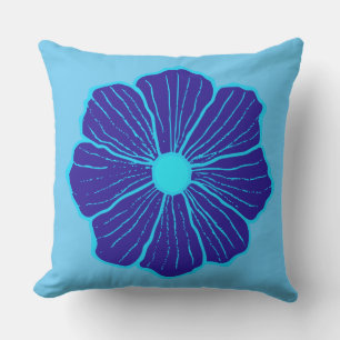 Blauhawaiianische Blume Kissen Für Draußen