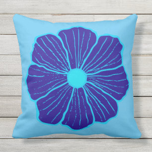 Blauhawaiianische Blume Kissen Für Draußen