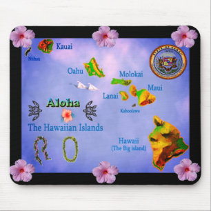 Blauhawaiianische Inselkarte Mousepad