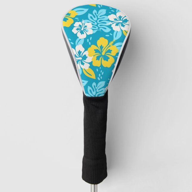 Blauhawaiianischer Hibiskus Blumenmuster Golf Headcover (Vorderseite)