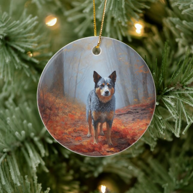 Blauhelm im Herbst Inspiriert Fall Keramik Ornament (Baum)
