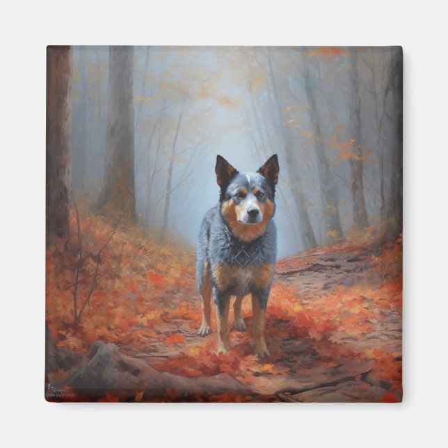 Blauhelm im Herbst Inspiriert Fall Magnet (Vorne)