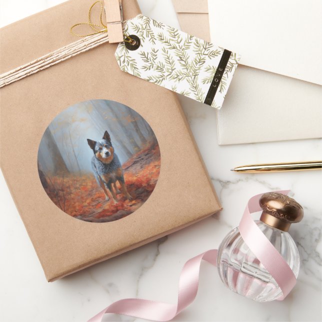 Blauhelm im Herbst Inspiriert Fall Runder Aufkleber (Schenken)