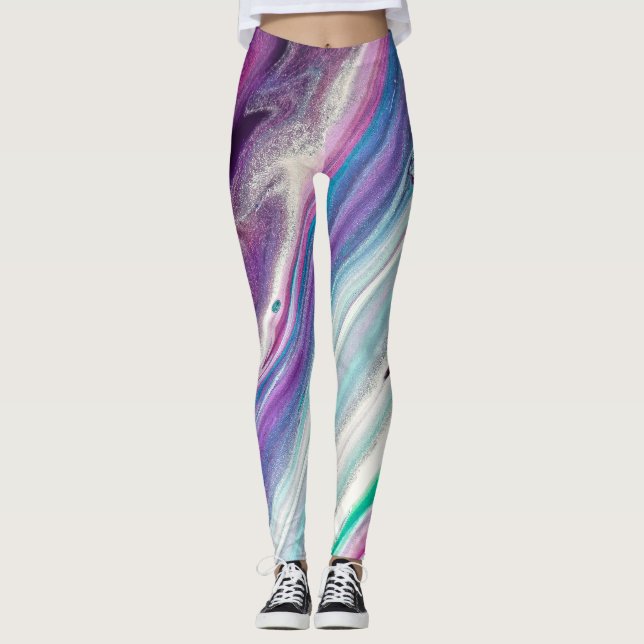 Blauhimbeere abstrakte Leggings (Vorderseite)