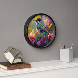 Blaukammiger Regenbogenflügel-Sonnenvogelfantasiev Uhr