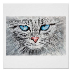 Blaukatzenportrait Poster
