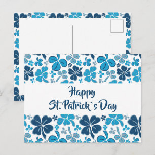 Blaukleeeblatt-Schamrock-Muster St. Patricks Tag Postkarte