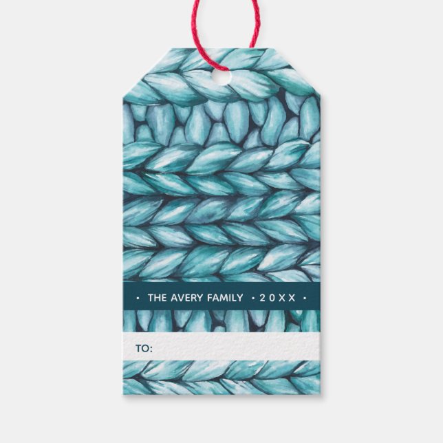 Blauknitted Christmas Geschenkanhänger (Vorderseite)