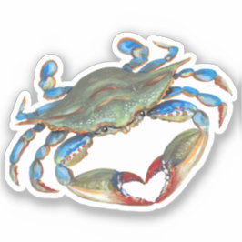 Blaukrabbe mit Heart Claws Vinyl Sticker