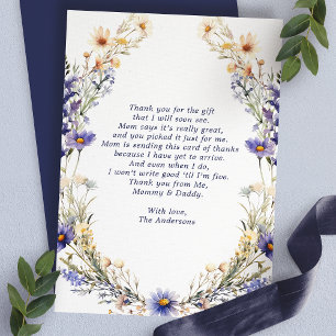 Blaukränze aus Wildblumen Baby Shower Dankeskarten Dankeskarte