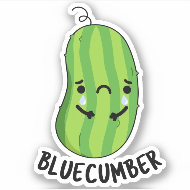 Blaukummer Funny Sad Veggie Cucumber Pun Aufkleber (Vorderseite)