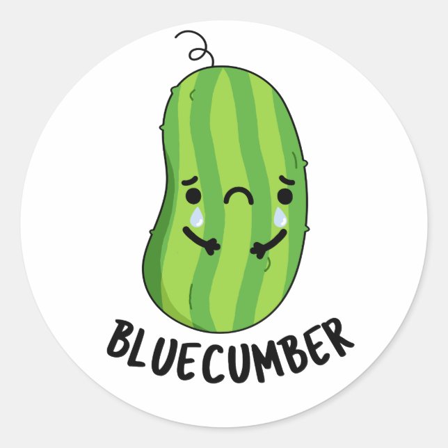 Blaukummer Funny Sad Veggie Cucumber Pun Runder Aufkleber (Vorderseite)