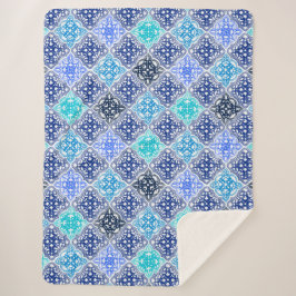 Blaulackiertes marokkanisches Fliesenmuster Sherpadecke