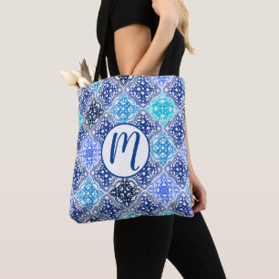 Blaulackiertes marokkanisches Fliesenmuster Tasche