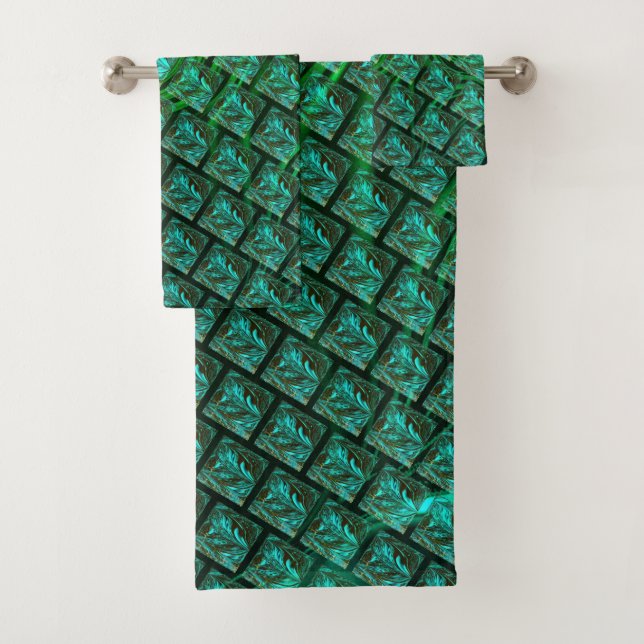"Bläuliche Augen in Gitter", gestreift, verschwomm Badhandtuch Set (Insitu)