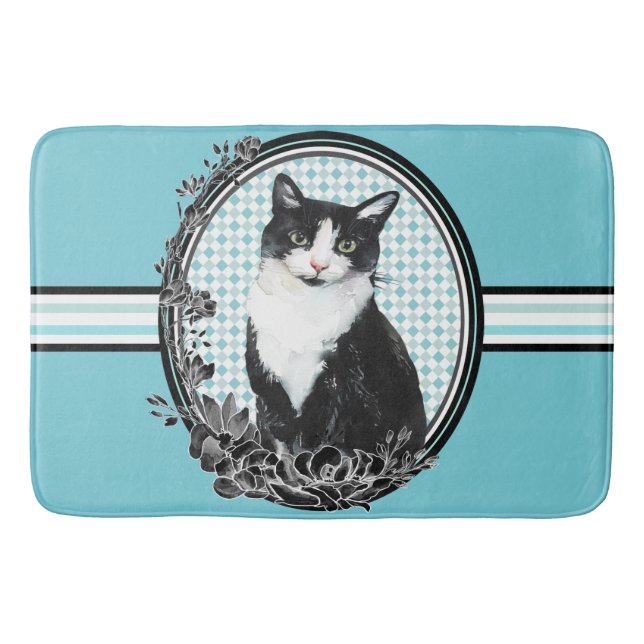 Bläuliche Katzen-Liebhaber-Badezimmer-Wolldecke Badematte (Vorderseite)