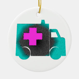 Blaulicht Krankenwagen Krankenschwester Rettungssa Keramik Ornament