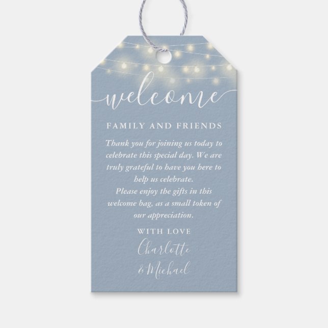 Blaulichtbeleuchtung Gastgeschenk Hochzeit Begrüßu Geschenkanhänger (Vorderseite)