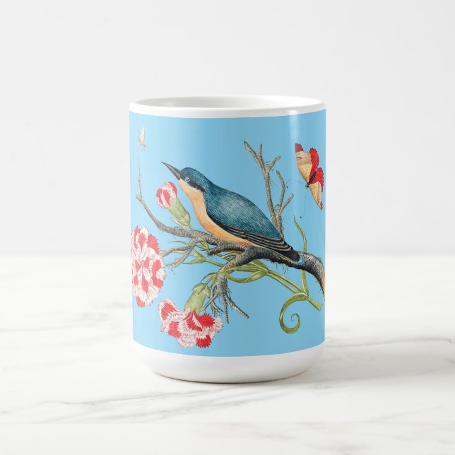 Blaumeise auf Nelken Kaffeetasse (Mittel)