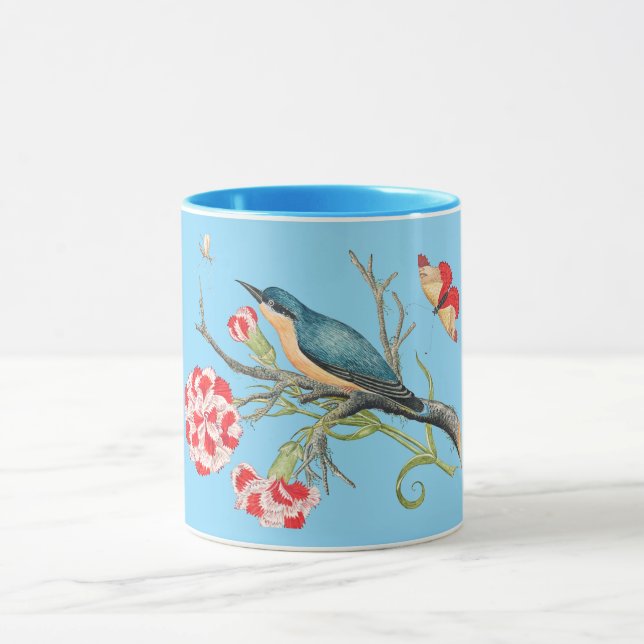 Blaumeise auf Nelken Tasse (Zentrum)