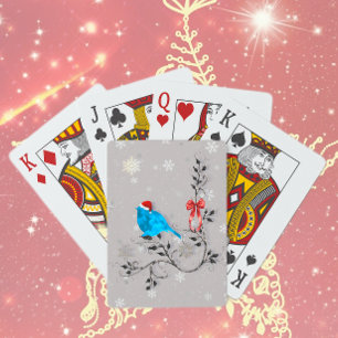 Blaumeise beobachtet eine Schneeflocke Spielkarten