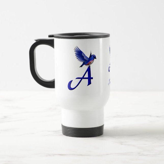 Blaumeise-Monogramm Anfangsbuchstabe A Elegant Per Reisebecher (Links)