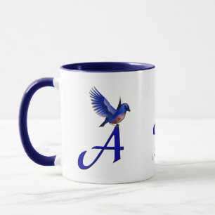Blaumeise-Monogramm Anfangsbuchstabe A Elegant Per Tasse