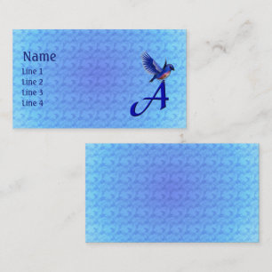 Blaumeise-Monogramm Anfangsbuchstabe A Elegant Visitenkarte