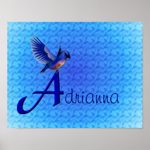 Blaumeise-Monogramm Anfangsbuchstabe A Personalisi Poster