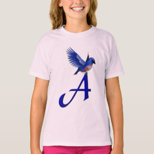 Blaumeise-Monogramm Anfangsbuchstabe A T-Shirt