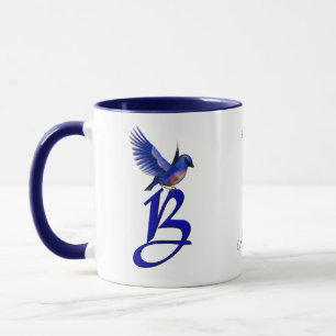 Blaumeise-Monogramm Anfangsbuchstabe B Elegant Per Tasse