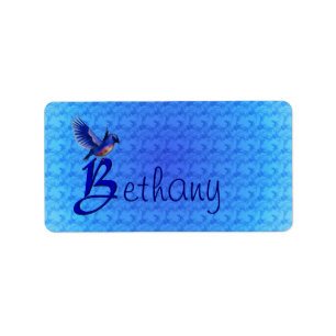 Blaumeise-Monogramm Anfangsbuchstabe B Personalisi Adressaufkleber