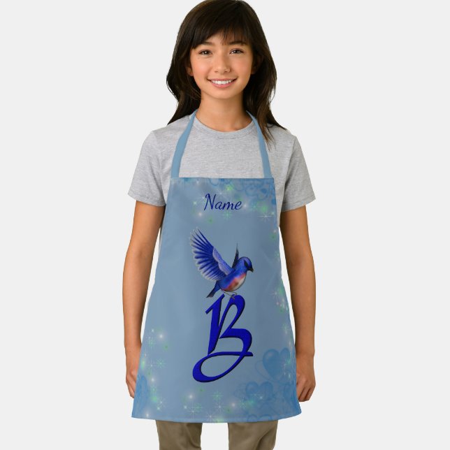 Blaumeise-Monogramm Anfangsbuchstabe B Personalisi Schürze (Insitu)