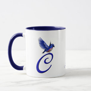 Blaumeise-Monogramm Anfangsbuchstabe C Elegant Per Tasse