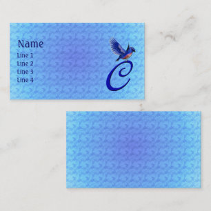 Blaumeise-Monogramm Anfangsbuchstabe C Elegant Visitenkarte