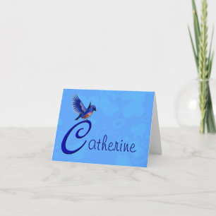 Blaumeise-Monogramm Anfangsbuchstabe C Personalisi Dankeskarte