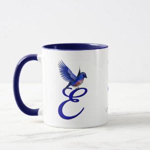 Blaumeise-Monogramm Anfangsbuchstabe E Elegant Per Tasse