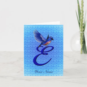 Blaumeise-Monogramm Anfangsbuchstabe E Personalisi