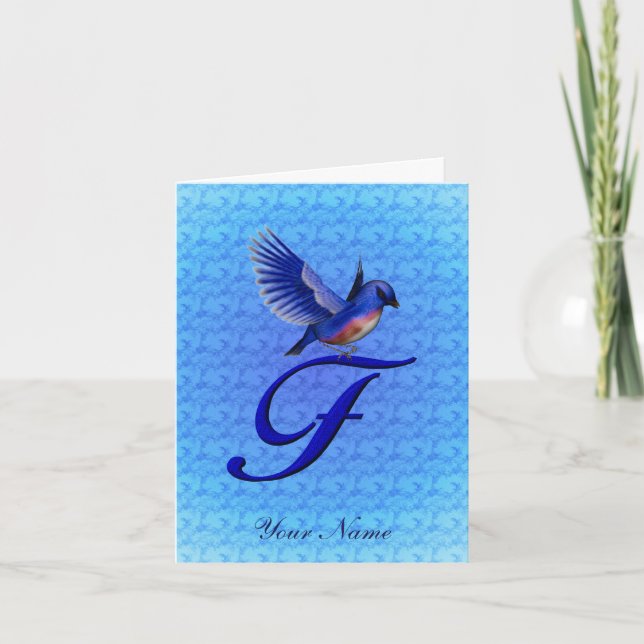 Blaumeise-Monogramm Anfangsbuchstabe F Personalisi (Vorderseite)